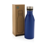 Auslaufsichere Flasche aus recyceltem Edelstahl, BPA-frei, 500 ml farbe blau Ansicht mit Box