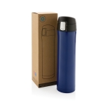 Thermoskanne aus Edelstahl als Merchandising bedrucken lassen, 450 ml farbe blau Ansicht mit Box