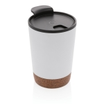 Kaffee Thermobecher aus recyceltem Kunststoff mit Korkdetails, 300 ml farbe weiß