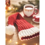 Lange Weihnachtsmütze mit Umschlag und Quaste aus RPET-Polyester farbe rot Stimmungsbild zweite Ansicht