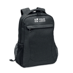 Laptop-Rucksack aus RPET-Polyester mit Trolley-Halterung, 15” farbe schwarz Ansicht mit Druckbereich