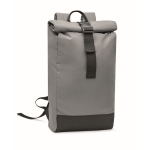 Reflektierender Laptop-Rucksack mit Rolltop-Verschluss aus Polyester, 15” farbe mattsilber