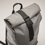 Reflektierender Laptop-Rucksack mit Rolltop-Verschluss aus Polyester, 15” farbe mattsilber viertes Detailbild