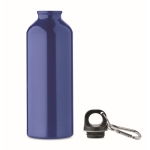 Auslaufsichere Flasche aus recyceltem Aluminium mit Karabiner, 500 ml farbe blau zweite Ansicht