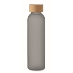 Glasflasche mit gefrosteter Oberfläche und Bambusdeckel, 500 ml farbe grau-transparent