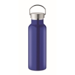 Flasche aus recyceltem Edelstahl mit Griff am Deckel, 500 ml farbe blau