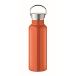 Flasche aus recyceltem Edelstahl mit Griff am Deckel, 500 ml farbe orange