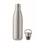 Thermoflasche aus recyceltem Stahl mit auslaufsicherem Deckel mit Griff, 500 ml farbe mattsilber sechste Ansicht