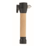 3-in-1-Hammer mit Taschenlampe und Sicherheitsgurtschneider farbe holzton zweite Ansicht