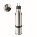 Thermoflasche aus Edelstahl mit Glas und Klappdeckel, 500 ml farbe mattsilber