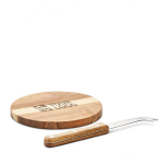 Kleines Käsebrett-Set aus Akazienholz mit Messer für Gastronomie farbe holzton Ansicht mit Druckbereich