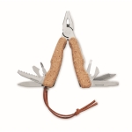 Taschenmesser aus Edelstahl und Korkdetails mit 9 Funktionen farbe beige