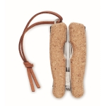 Taschenmesser aus Edelstahl und Korkdetails mit 9 Funktionen farbe beige vierte Ansicht