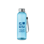 Transparente, auslaufsichere Tritan Renew-Flasche mit Deckel mit Griff farbe blau-transparent Ansicht mit Druckbereich