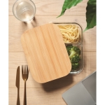 Lunchbox aus Glas mit 3 Fächern und Bambusdeckel, 800 ml farbe transparent Stimmungsbild zweite Ansicht