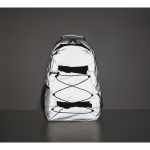 Gepolsterter, reflektierender Polyester-Rucksack mit Logo, 15” farbe mattsilber Detailbild