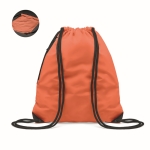 Reflektierender Sackrucksack mit dicken Seilen und Reißverschlusstasche farbe orange