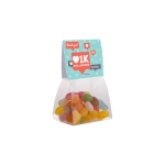 Tüte mit Jelly Beans mit Kopfteil für Logodruck, 50 g farbe transparent