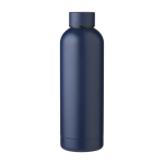 Thermoflasche aus recyceltem Stahl bedrucken mit mattem Finish, 500 ml farbe marineblau erste Ansicht