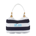 Strandtasche im Marinestil aus Polyester mit Innentasche farbe marineblau Ansicht mit Druckbereich