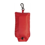 Faltbare Einkaufstasche bedrucken aus 190T Polyester mit Karabiner farbe rot erste Ansicht