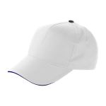 Baseball Cap mit weißem Kontrastrand und Klettverschluss für Werbung farbe weiß erste Ansicht