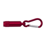 Kleine Taschenlampe aus Aluminium mit Karabiner und LED-Licht farbe rot erste Ansicht