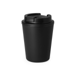 Doppelwandiger To Go Becher aus recyceltem Plastik, 300ml farbe schwarz erste Ansicht