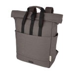 Rolltop Laptop-Rucksack aus recycelter Baumwolle,15” farbe grau