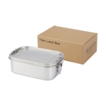 Lunchbox aus recyceltem Stahl mit Verschlussschnallen, 750 ml farbe silber