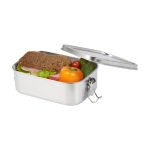 Lunchbox aus recyceltem Stahl mit Verschlussschnallen, 750 ml farbe silber dritte Ansicht