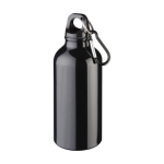 Mattierte Recycling-Aluminiumflasche mit Karabiner, 400 ml farbe schwarz