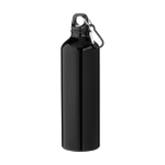 Mattierte Recycling-Aluminiumflasche mit Karabiner, 770 ml farbe schwarz