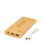 Bambus-Powerbank mit LED und Touch-Power-Taste, 10.000 mAh Ansicht mit Druckbereich