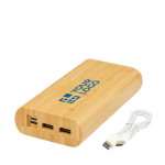 Powerbank aus Bambus mit LED und Touch-Power-Taste, 20.000 mAh Ansicht mit Druckbereich