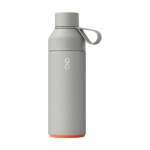 Nachhaltige Thermosflasche aus recyceltem Plastik mit Glasdeckel farbe grau