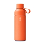 Nachhaltige Thermosflasche aus recyceltem Plastik mit Glasdeckel farbe orange