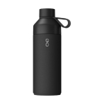 Edelstahl-Thermosflasche aus recyceltem Ozean-Plastik mit Glasdeckel farbe schwarz