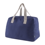 Reisetasche aus recycelter Canvas-Baumwolle mit Haltegriffen, 280 g/m2 farbe blau vierte Ansicht