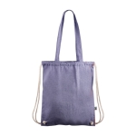 2-in-1-Tasche und Turnbeutel aus Fairtrade-Baumwolle mit Kordelzug farbe blau erste Ansicht