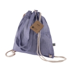 2-in-1-Tasche und Turnbeutel aus Fairtrade-Baumwolle mit Kordelzug farbe blau Detailbild 4