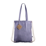 2-in-1-Tasche und Turnbeutel aus Fairtrade-Baumwolle mit Kordelzug farbe blau zweite Ansicht