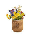 Mini-Blumentopf aus Kork mit Wildblumensamen zum Pflanzen farbe braun Ansicht mit Druckbereich