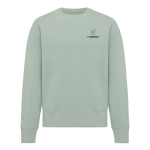 Sweatshirt Oversize aus Öko-Baumwolle, 340 g/m2, Iqoniq Kruger farbe olivgrün Ansicht mit Logo