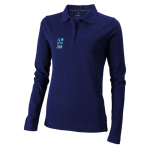 Damen Poloshirt aus Baumwolle, langarm, 200 g/m2, Elevate Life farbe ultramarinblau Ansicht mit Druckbereich