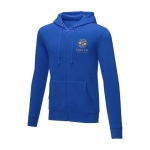 Herren Kapuzenpulli aus Baumwolle, 240 g/m2, Elevate Essentials farbe blau Ansicht mit Siebdruck