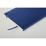 Notizbuch aus recyceltem PU mit Verschlussband und Innentasche, A8 farbe blau zweite Ansicht