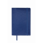 Notizbuch aus recyceltem PU mit Verschlussband und Innentasche, A8 farbe blau vierte Ansicht