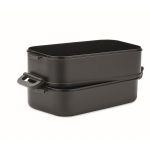 Lunchbox mit 2 Ebenen aus recyceltem PP und luftdichtem Deckel, 800ml farbe schwarz dritte Ansicht