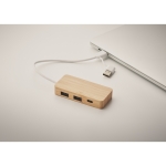 Nachhaltiges 3-Port USB Hub aus Bambus mit Kabel, 20 cm farbe holzton fünftes Detailbild